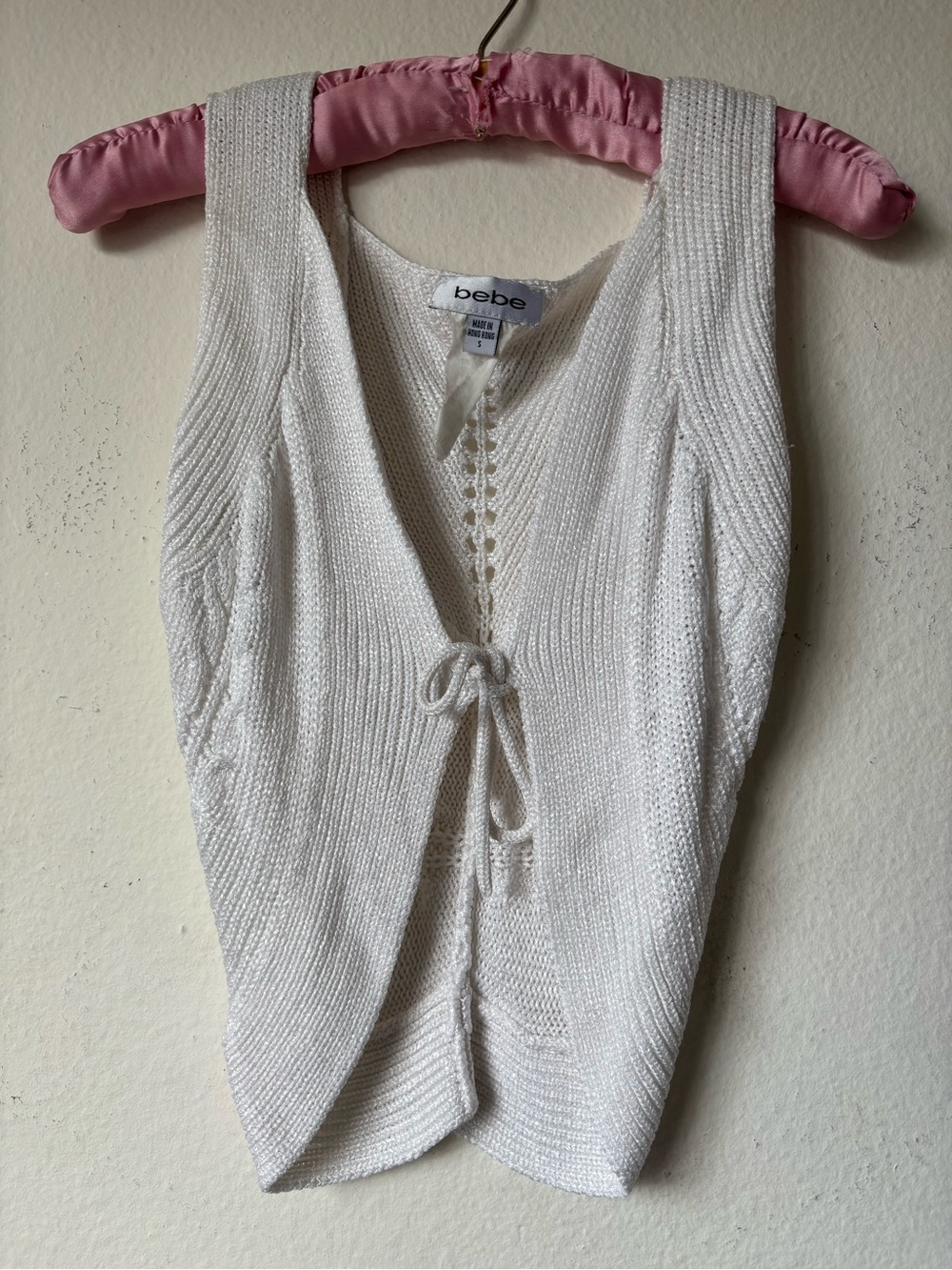 Vintage Summer  Bebe tie up off white cream vest